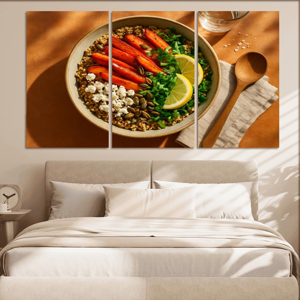 Smoky Harissa Roasted Carrot And Feta Grain Bowl canvas paintings frame