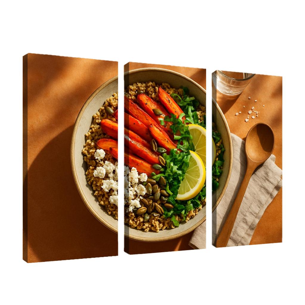 Smoky Harissa Roasted Carrot And Feta Grain Bowl canvas paintings frame