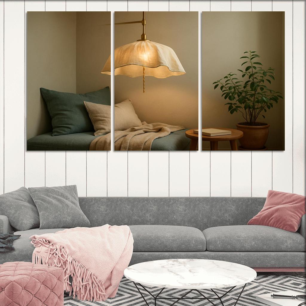 Linen Canopy Pendant Lamp modern paintings frame