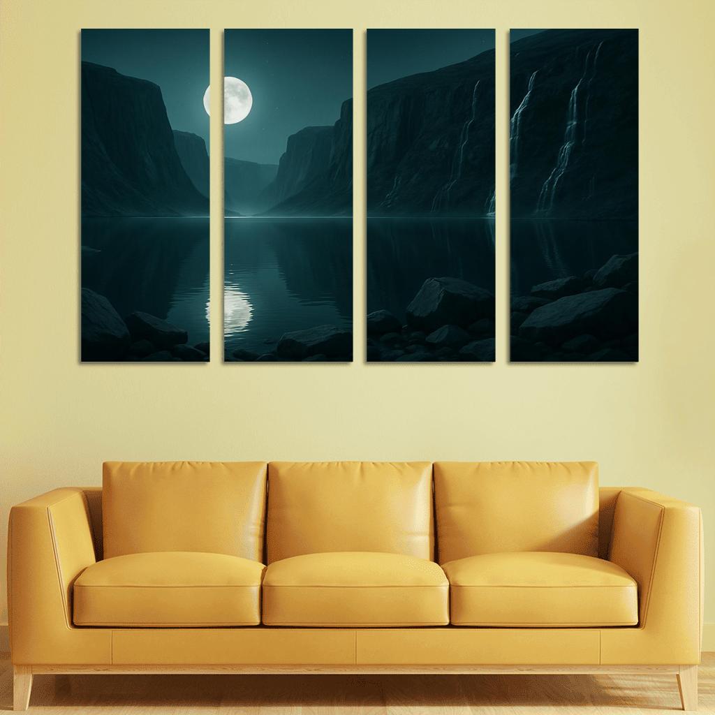 Moonlit Fjord Of Glass Cliffs wall art