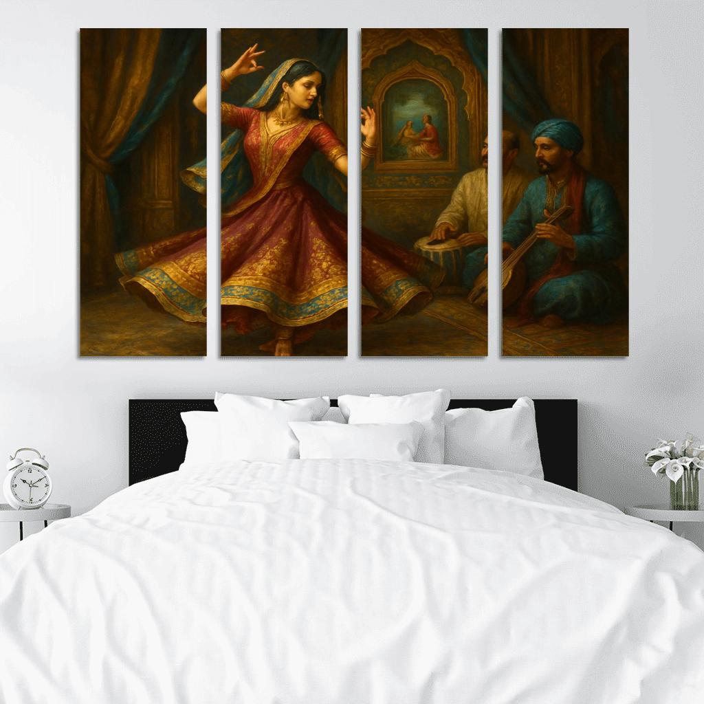 Mughal Kathak Court Narratives multi-panel paintings
