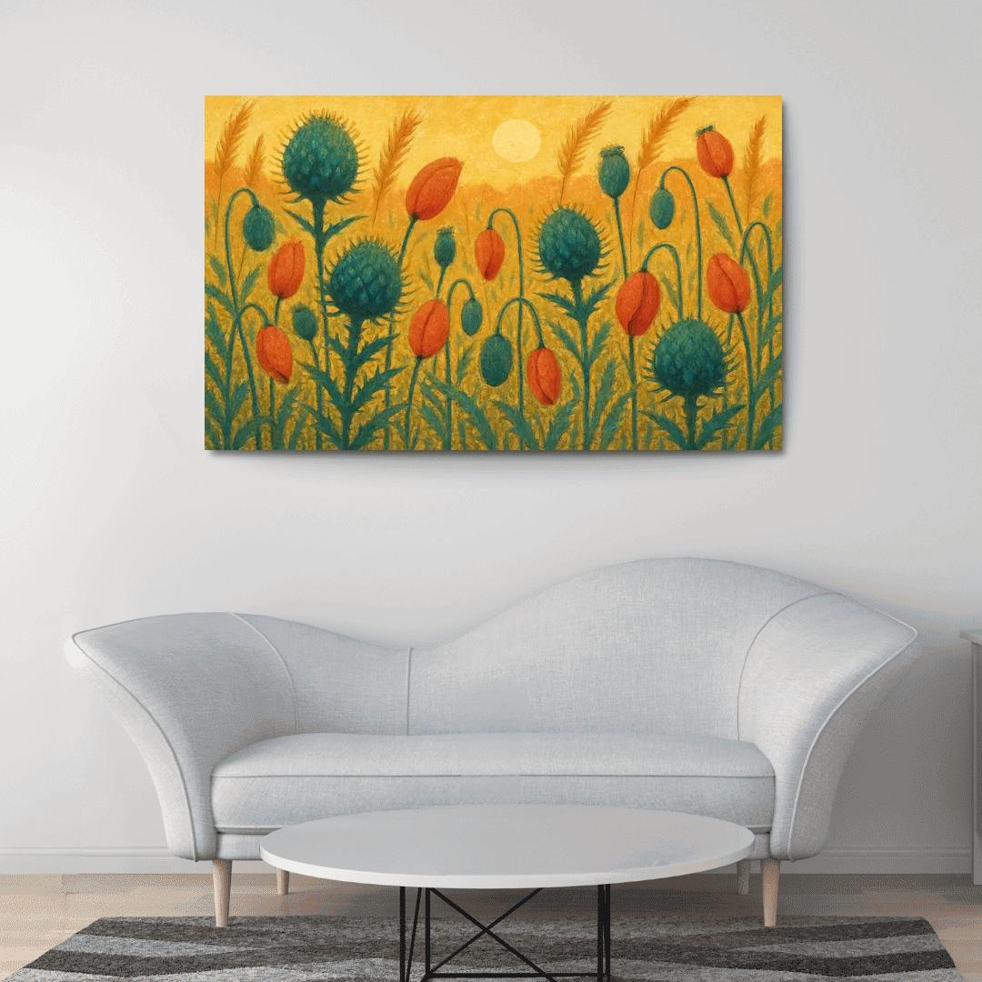 Sunrise Thistle Tapestry framed paintings