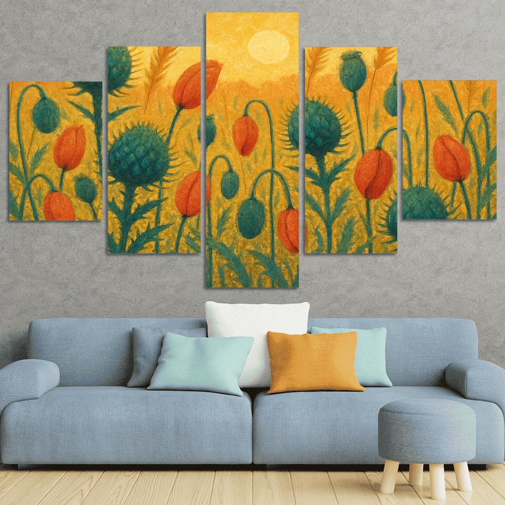 Sunrise Thistle Tapestry framed paintings