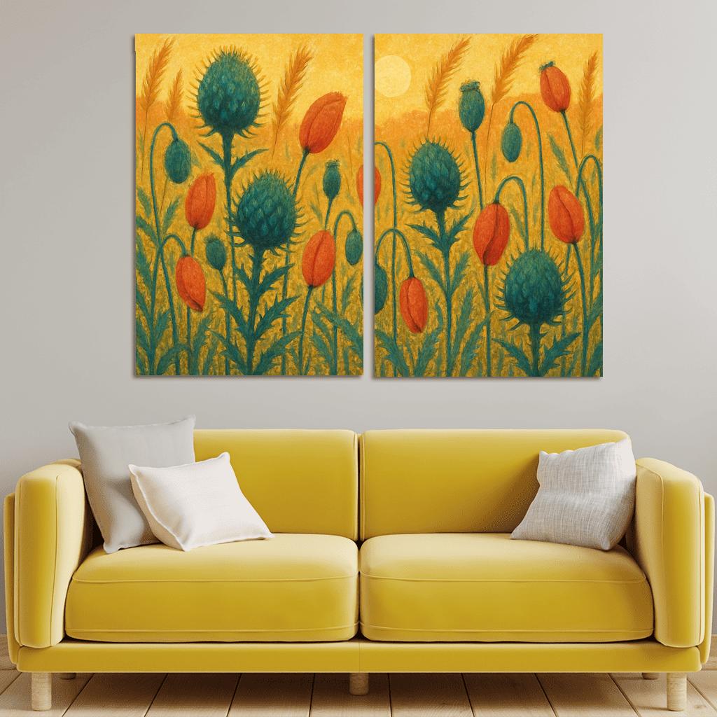 Sunrise Thistle Tapestry framed paintings