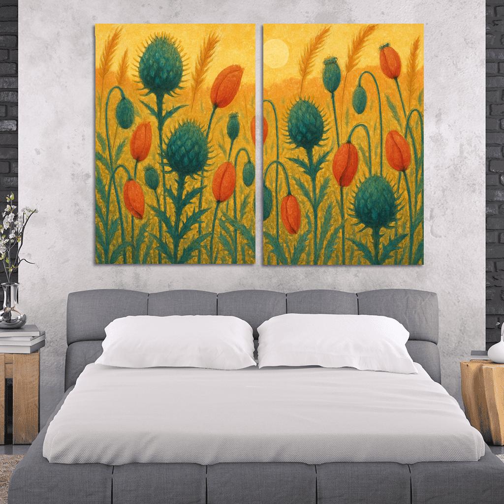 Sunrise Thistle Tapestry framed paintings