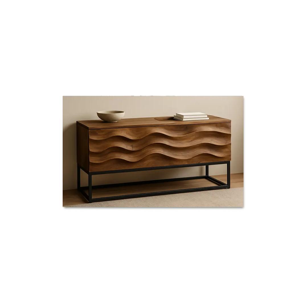 Reclaimed Teak Wave Console wall art