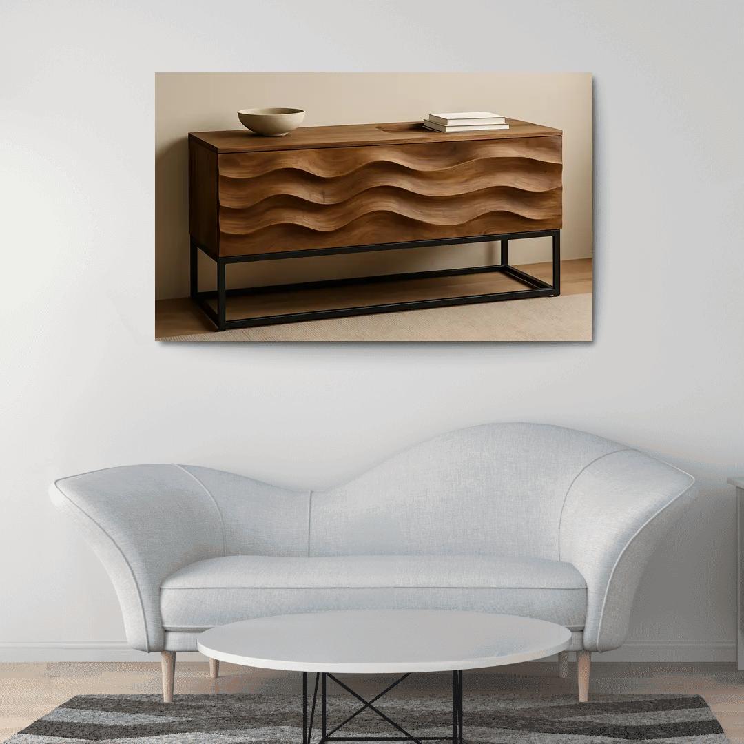 Reclaimed Teak Wave Console wall art