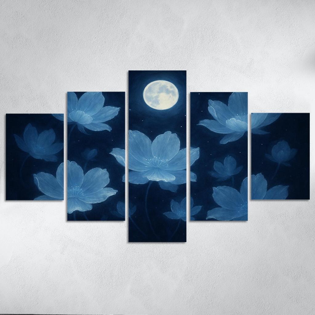 Ethereal Moonlit Blooms wall decor