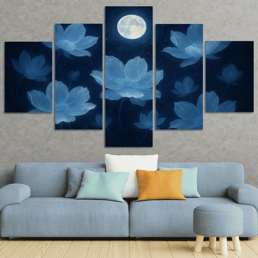 Ethereal Moonlit Blooms wall decor