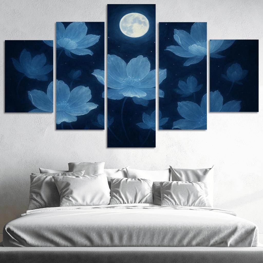 Ethereal Moonlit Blooms wall decor