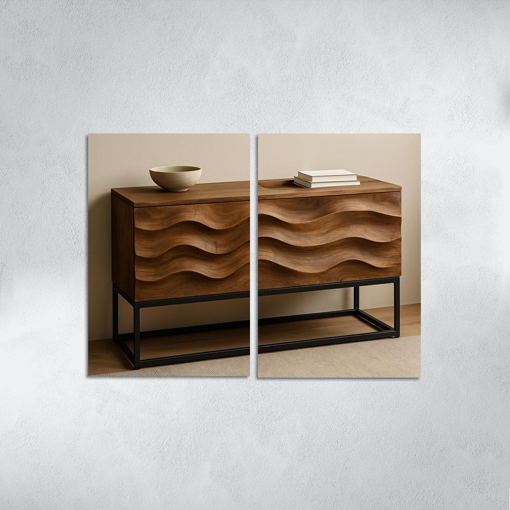 Reclaimed Teak Wave Console wall art