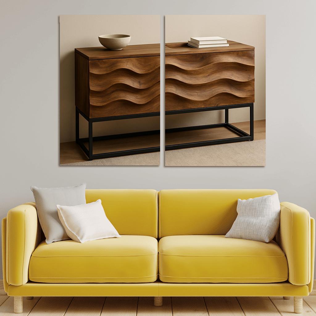 Reclaimed Teak Wave Console wall art