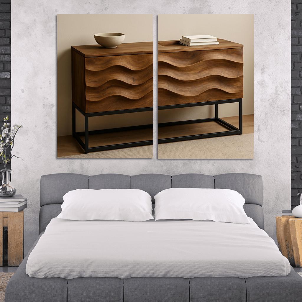 Reclaimed Teak Wave Console wall art