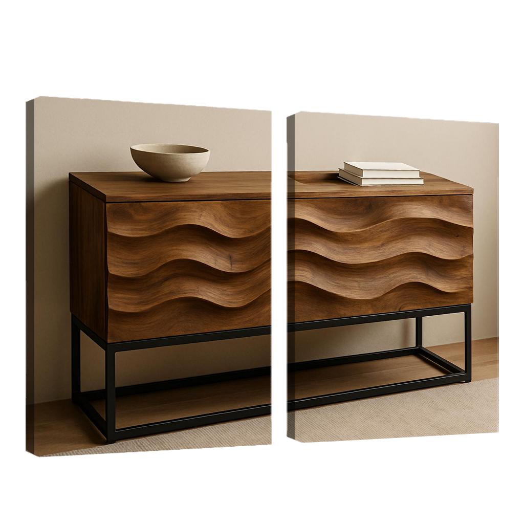 Reclaimed Teak Wave Console wall art