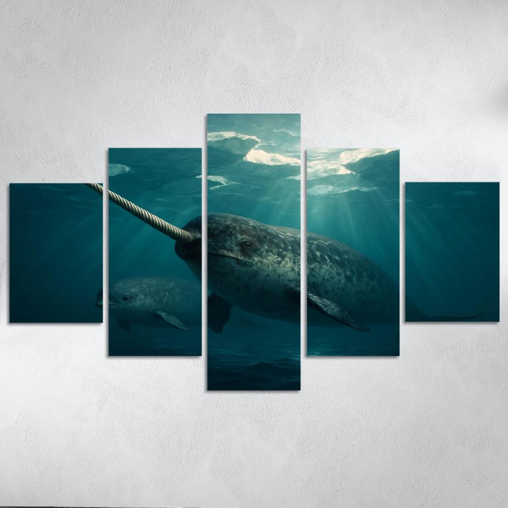 Narwhal Arctic Unicorn Of The Sea multi-panel paintings