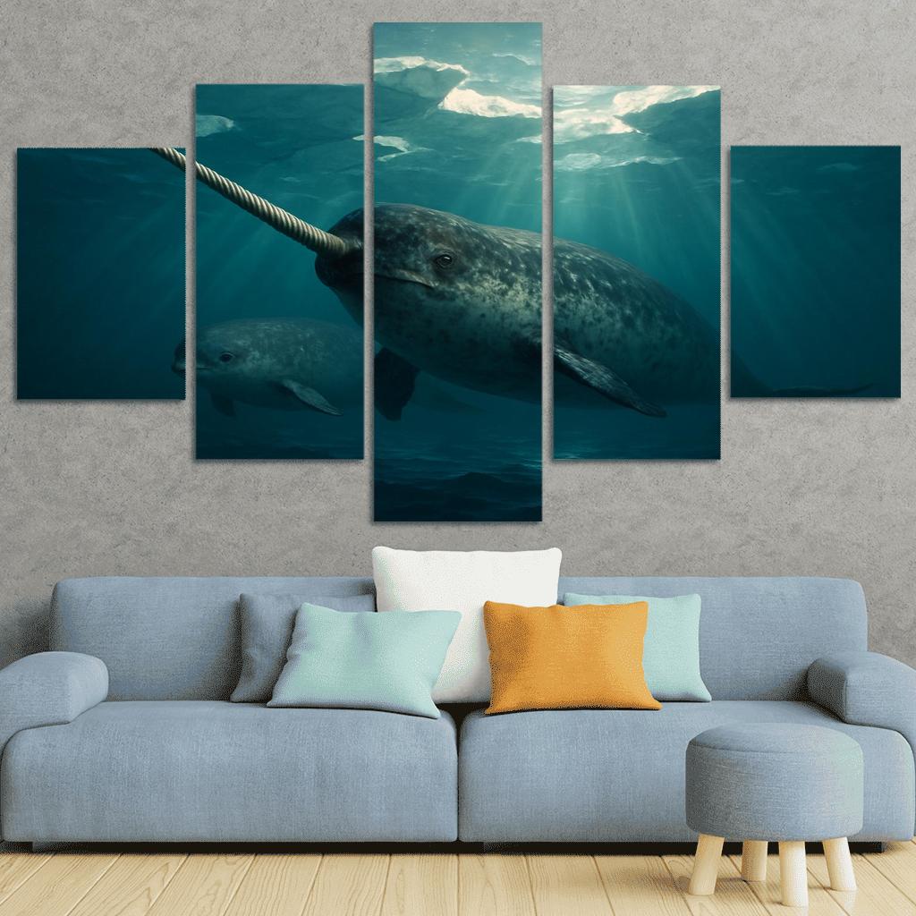 Narwhal Arctic Unicorn Of The Sea multi-panel paintings