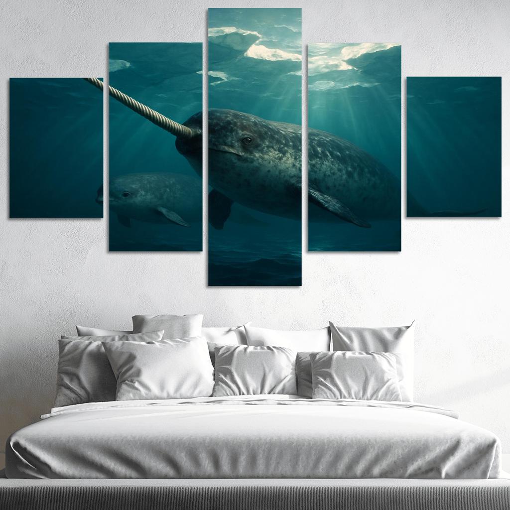 Narwhal Arctic Unicorn Of The Sea multi-panel paintings