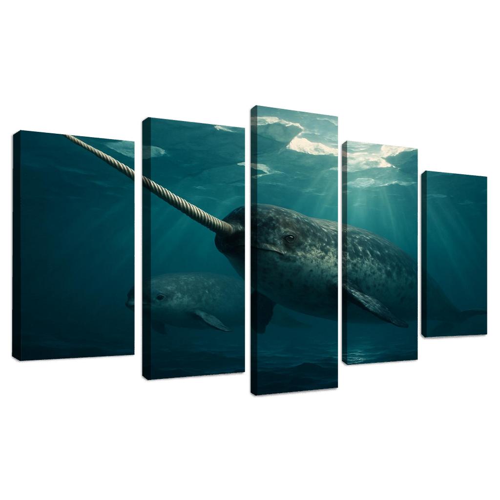 Narwhal Arctic Unicorn Of The Sea multi-panel paintings