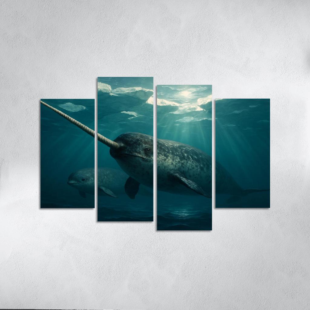 Narwhal Arctic Unicorn Of The Sea multi-panel paintings