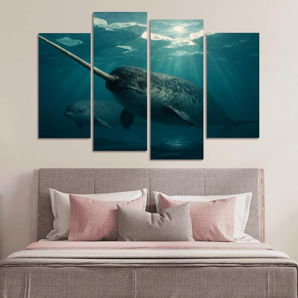 Narwhal Arctic Unicorn Of The Sea multi-panel paintings