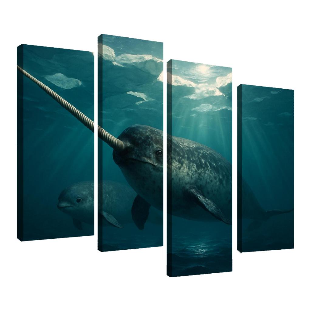 Narwhal Arctic Unicorn Of The Sea multi-panel paintings
