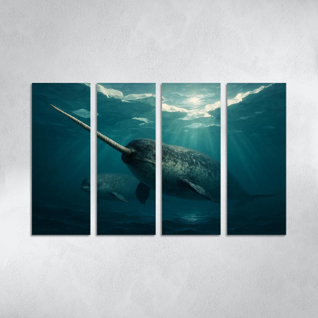 Narwhal Arctic Unicorn Of The Sea multi-panel paintings
