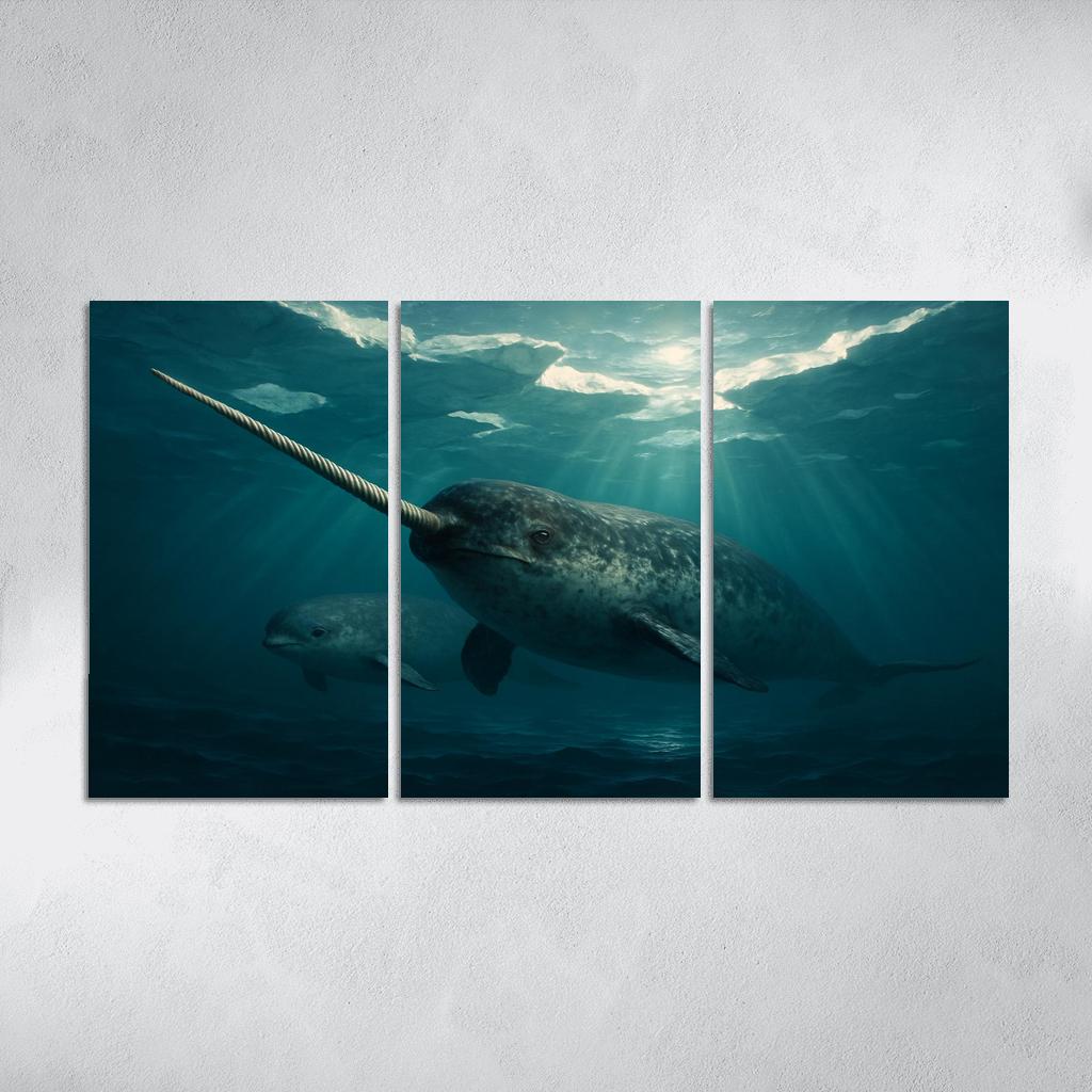 Narwhal Arctic Unicorn Of The Sea multi-panel paintings