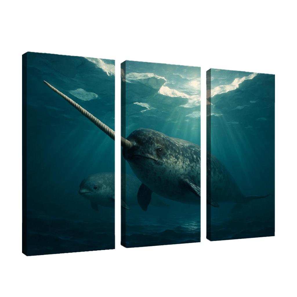 Narwhal Arctic Unicorn Of The Sea multi-panel paintings