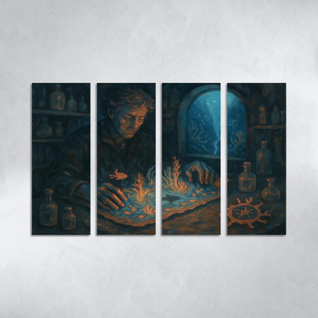Abyssal Cartographer oil paintings frame
