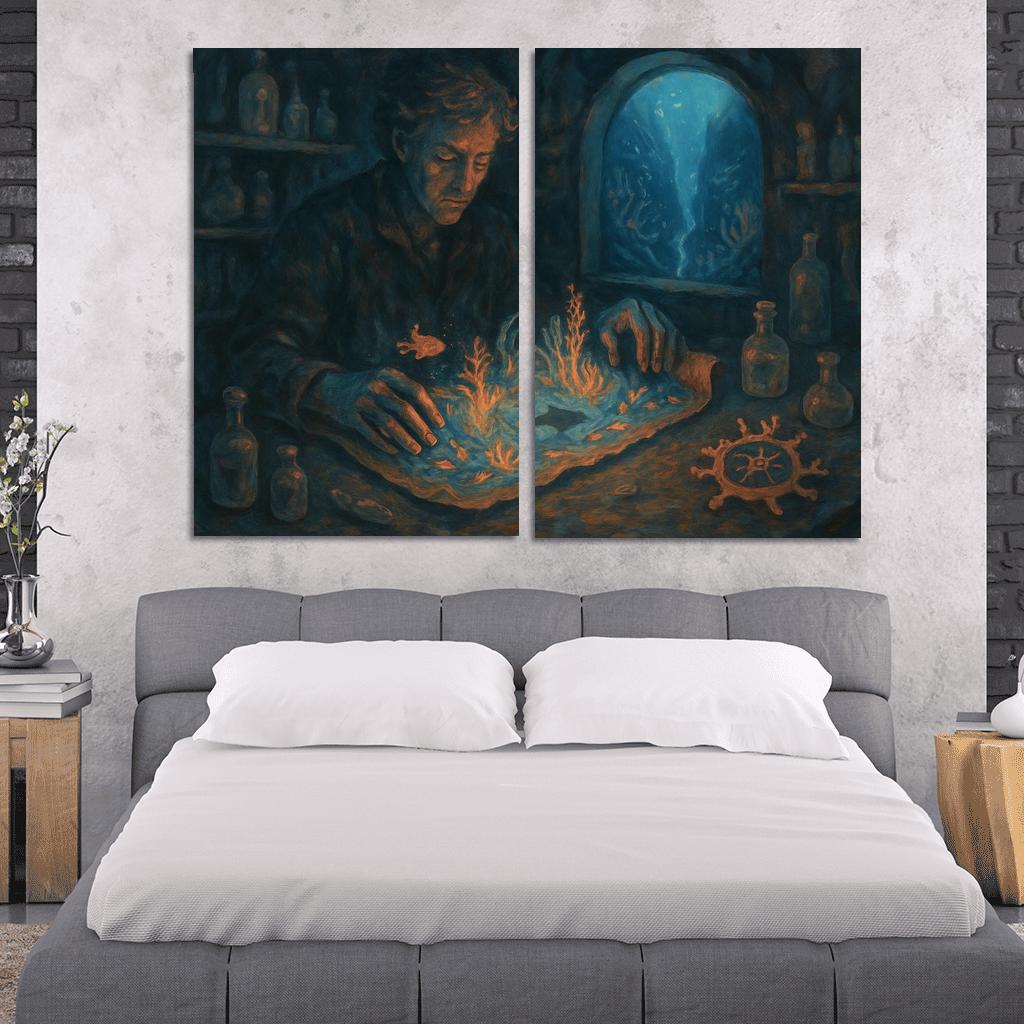 Abyssal Cartographer oil paintings frame