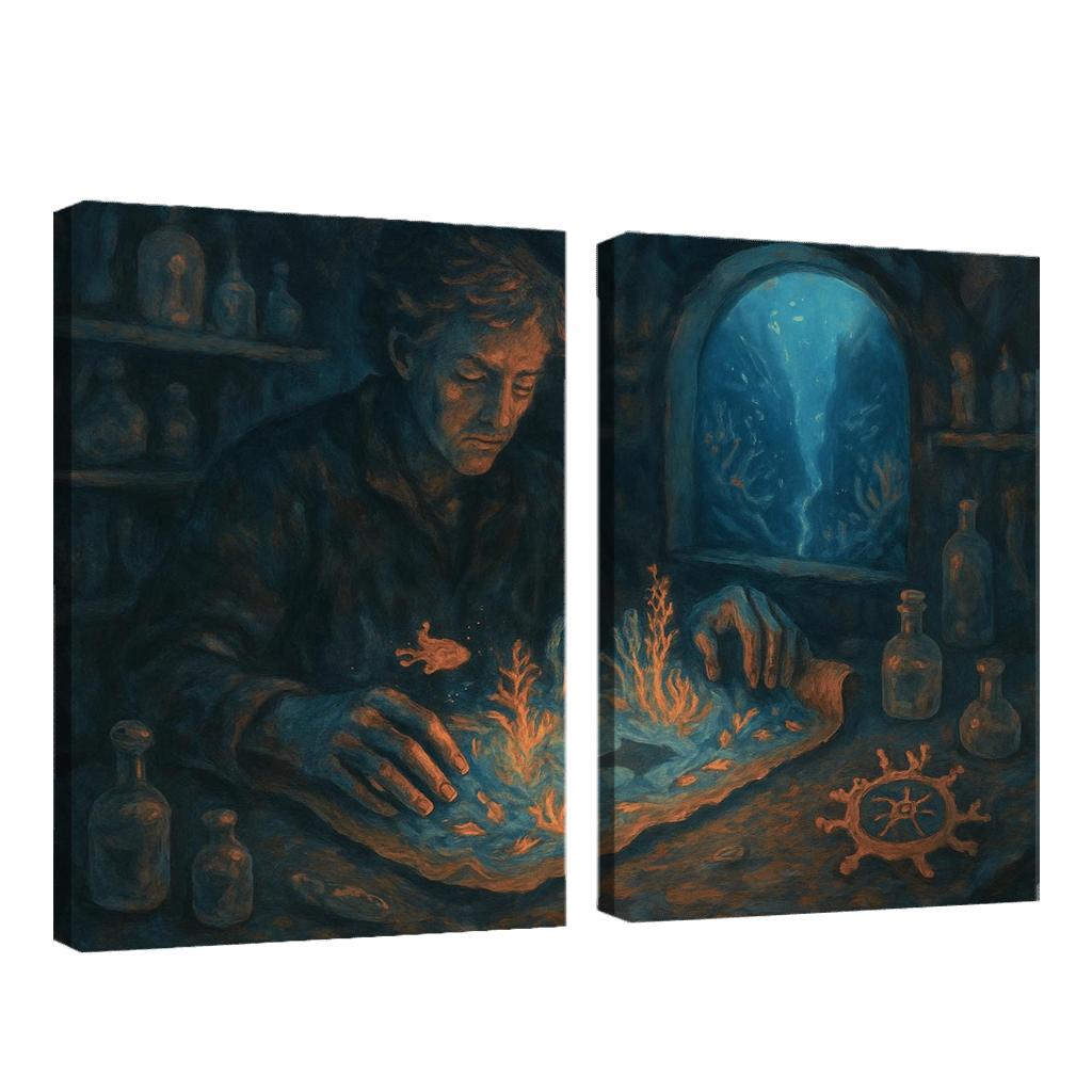 Abyssal Cartographer oil paintings frame
