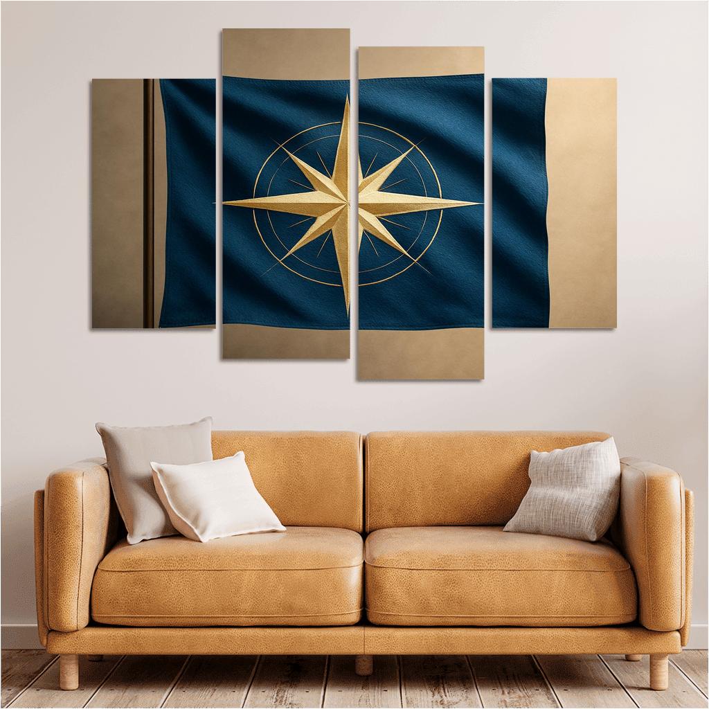 Cerulean Compass Banner canvas paintings frame