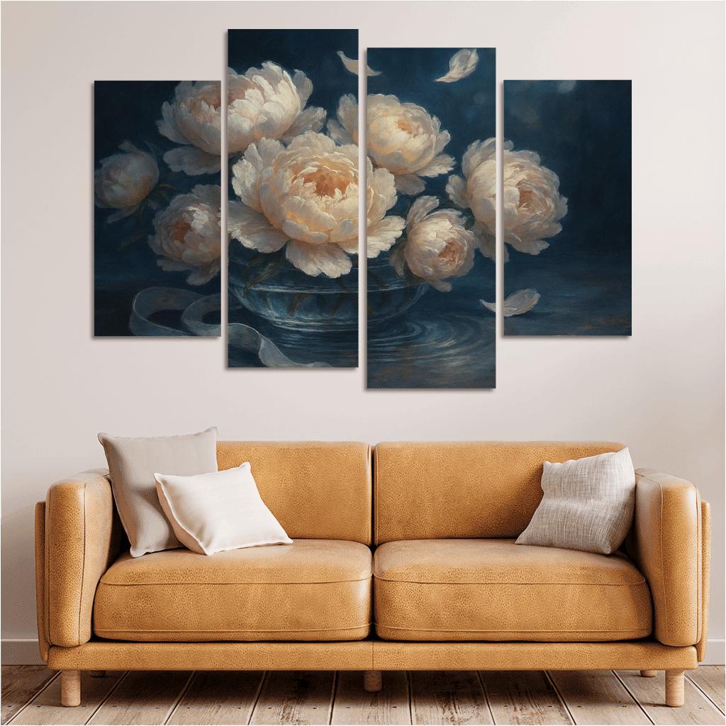Moonlit Peony Ballet canvas paintings frame