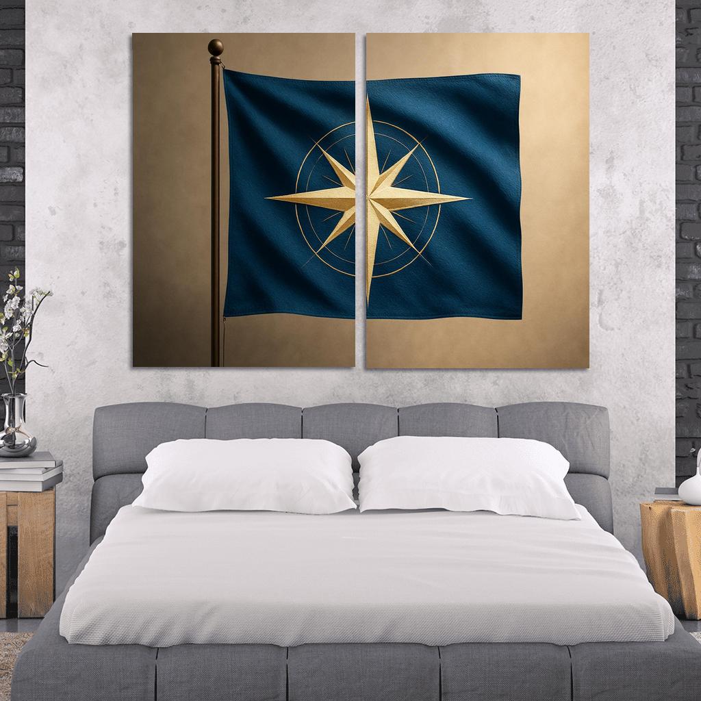Cerulean Compass Banner canvas paintings frame