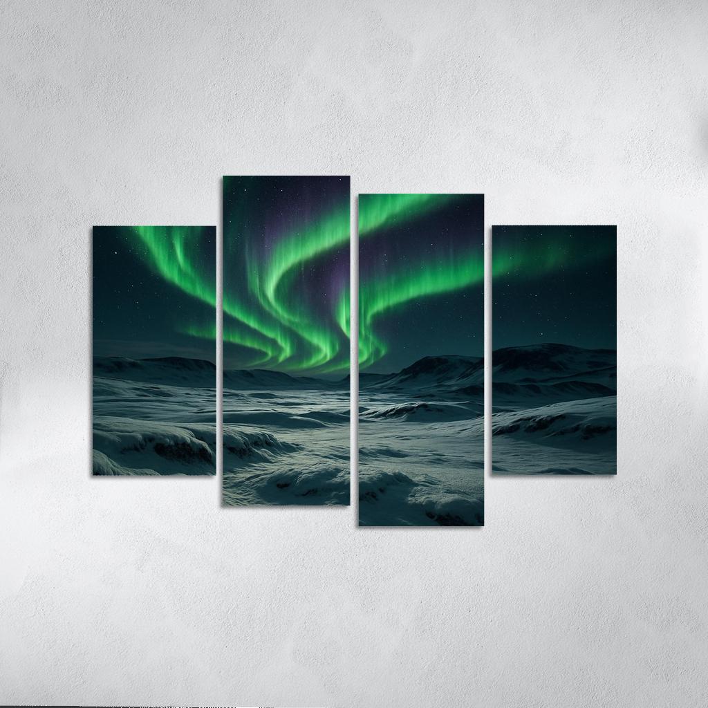 Celestial Aurora Over Frosted Tundra abstract paintings frame