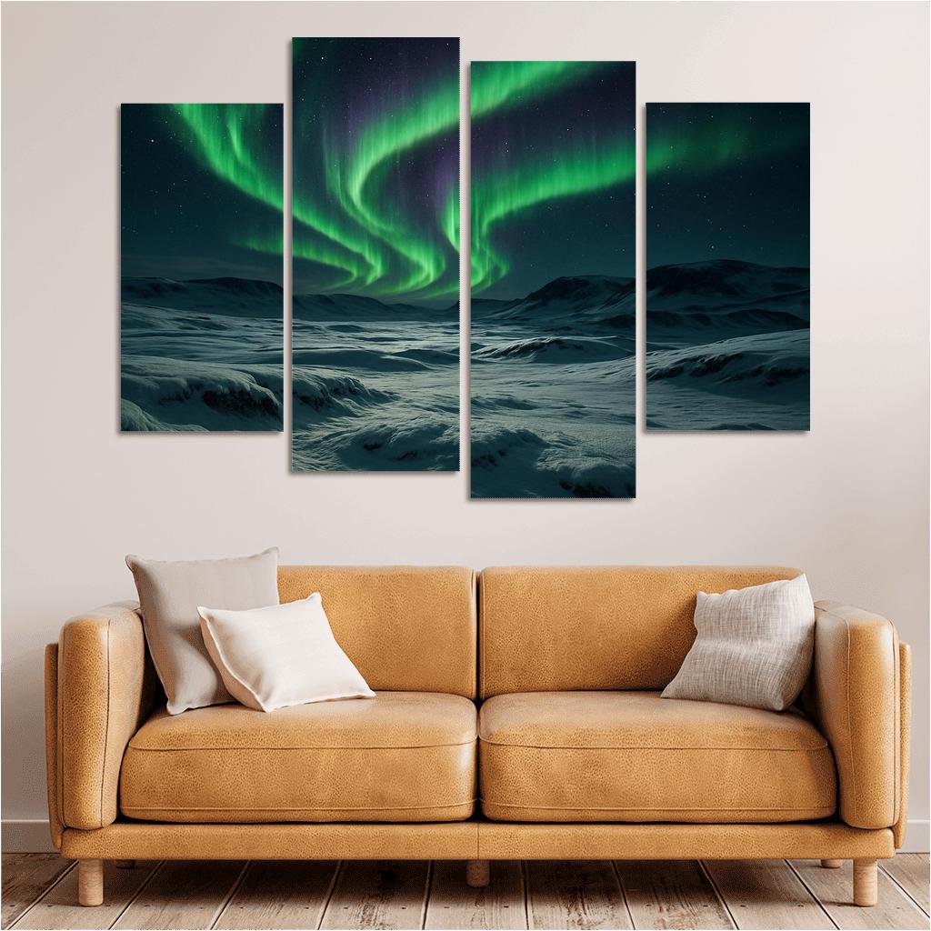 Celestial Aurora Over Frosted Tundra abstract paintings frame