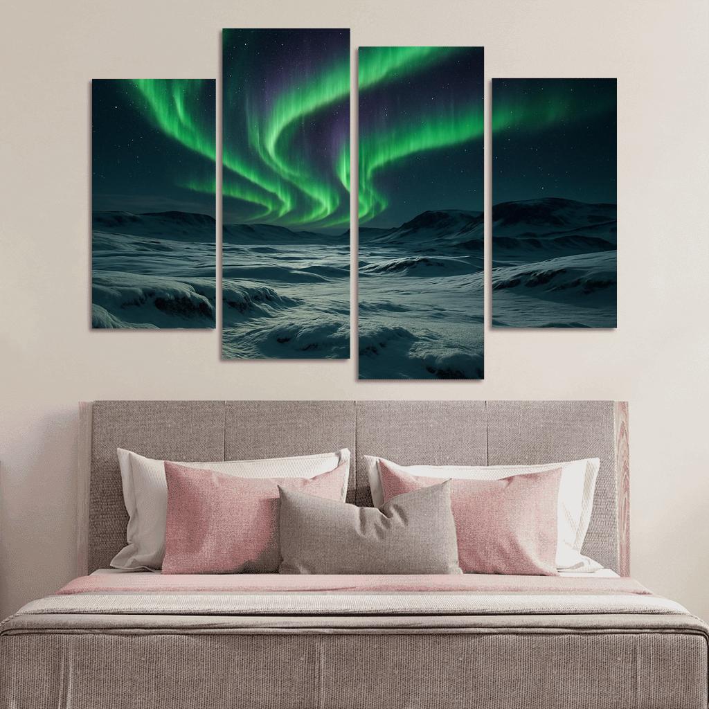 Celestial Aurora Over Frosted Tundra abstract paintings frame