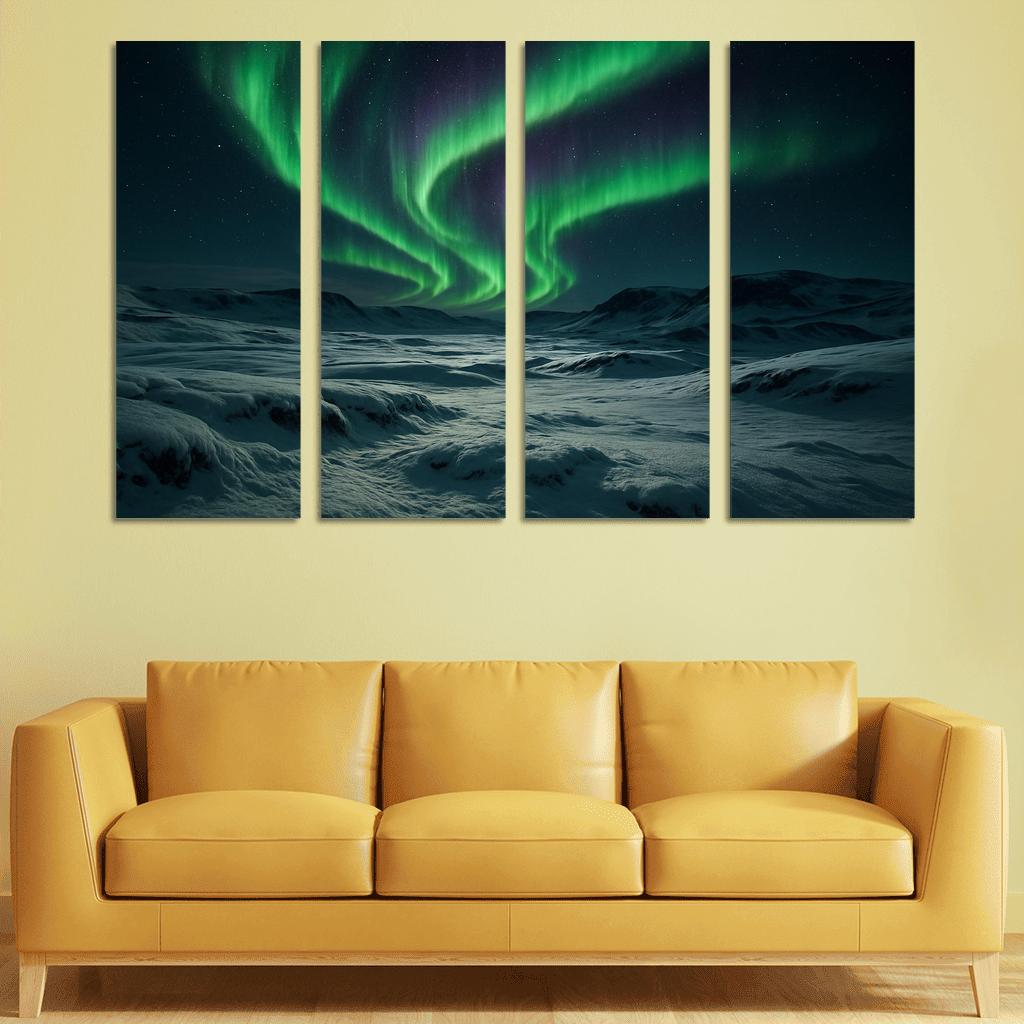 Celestial Aurora Over Frosted Tundra abstract paintings frame