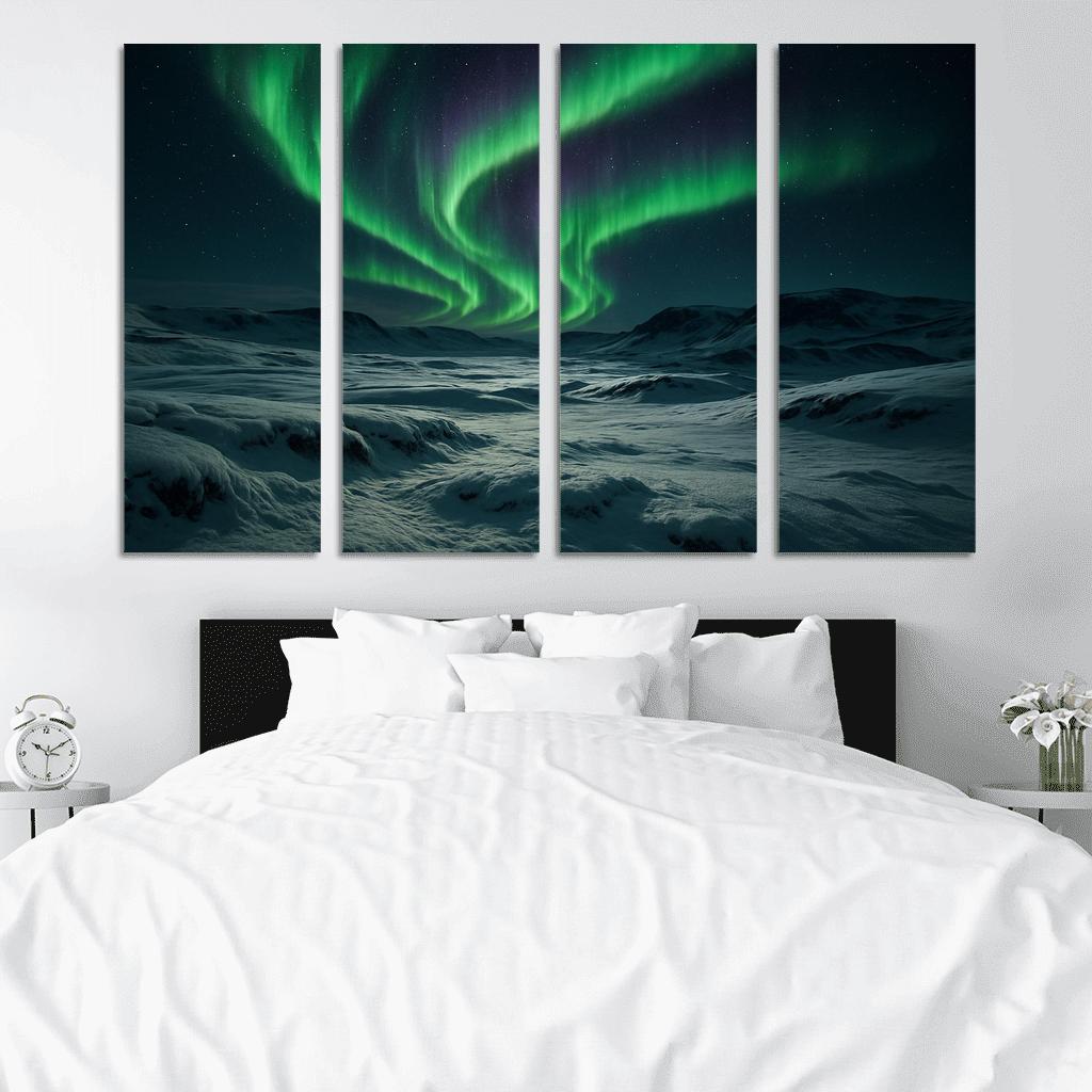 Celestial Aurora Over Frosted Tundra abstract paintings frame