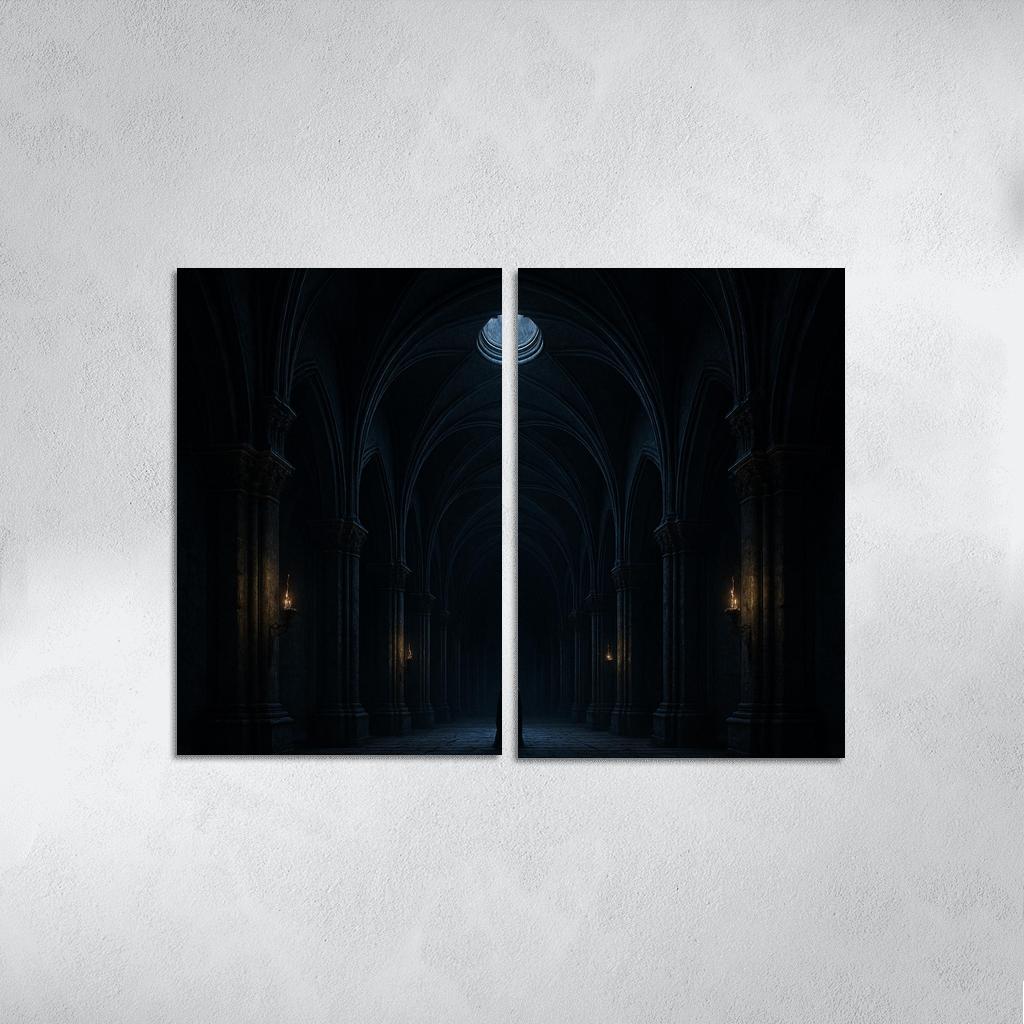 Nocturnal Rib Vault Hall canvas paintings frame