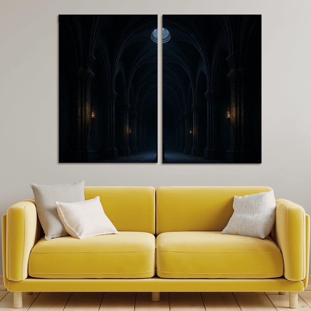 Nocturnal Rib Vault Hall canvas paintings frame