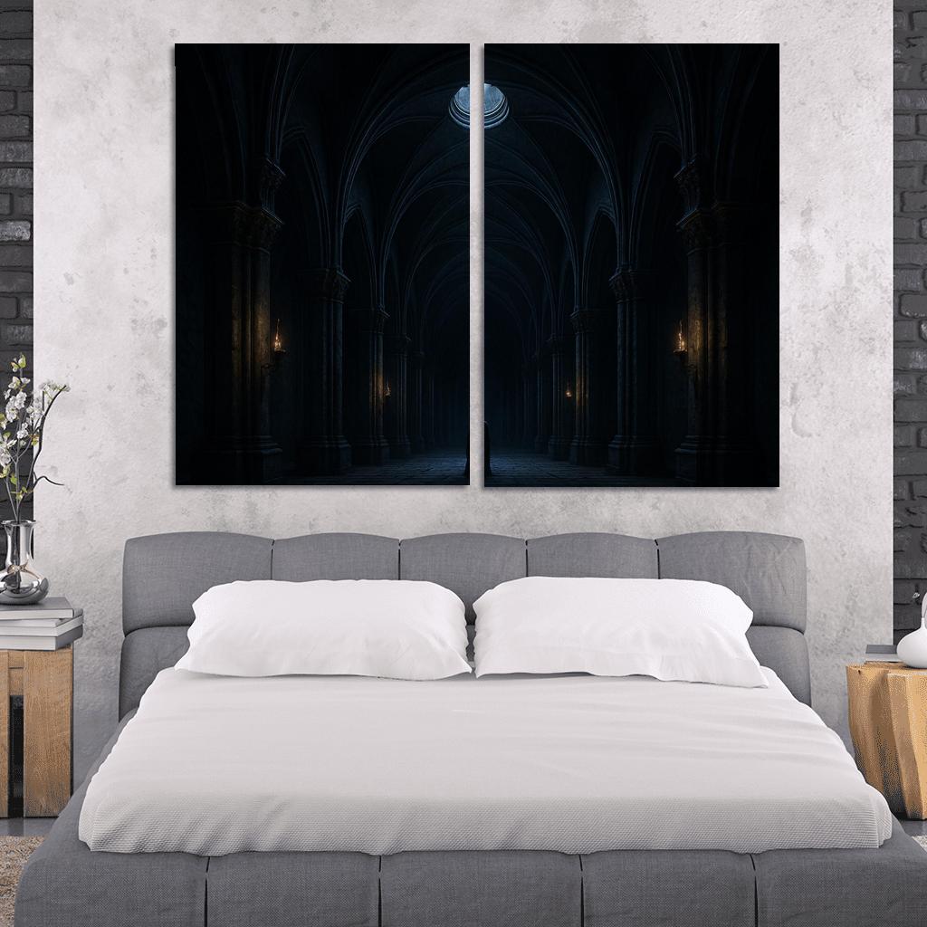 Nocturnal Rib Vault Hall canvas paintings frame