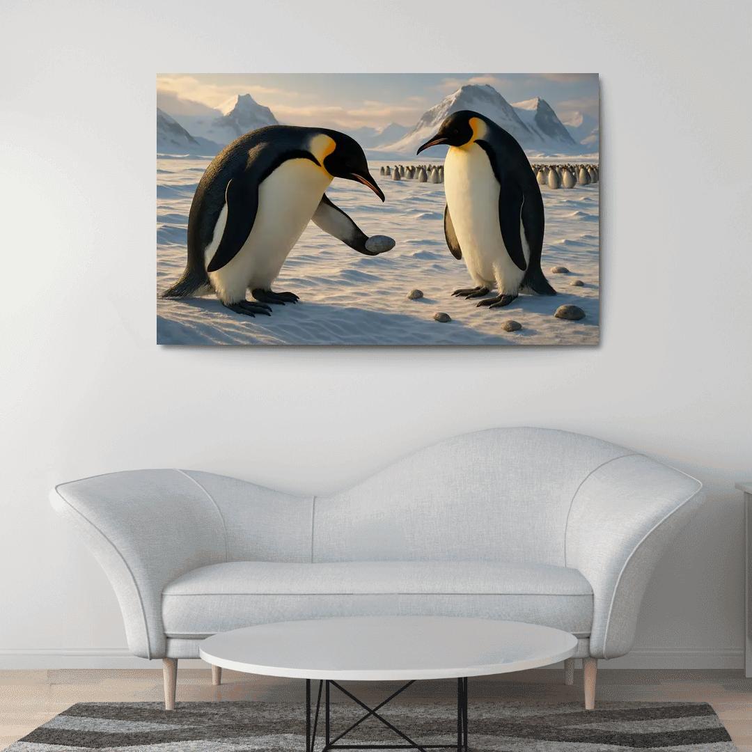 Emperor Penguin Courtship On Antarctic Ice custom paintings frame
