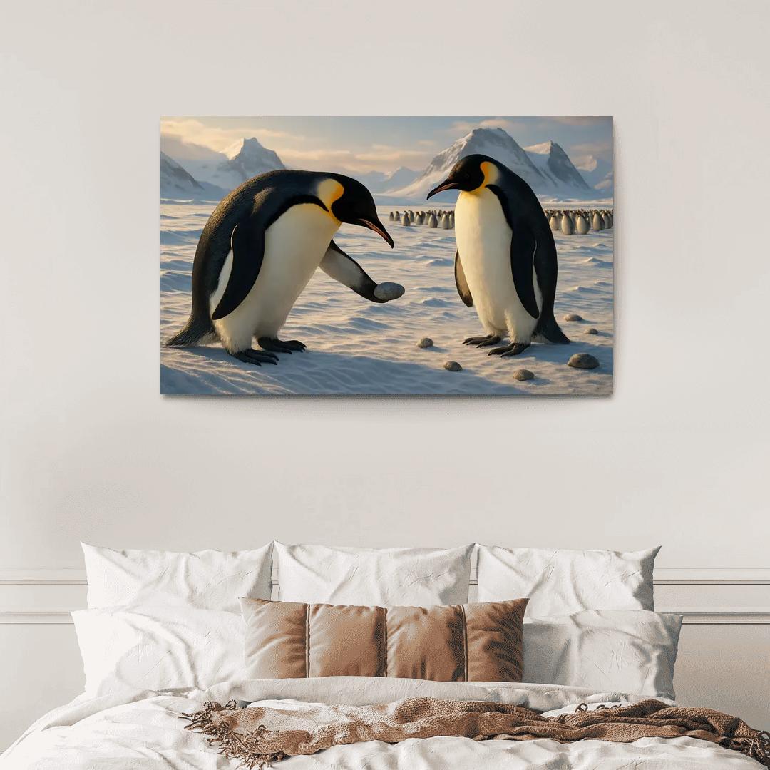 Emperor Penguin Courtship On Antarctic Ice custom paintings frame