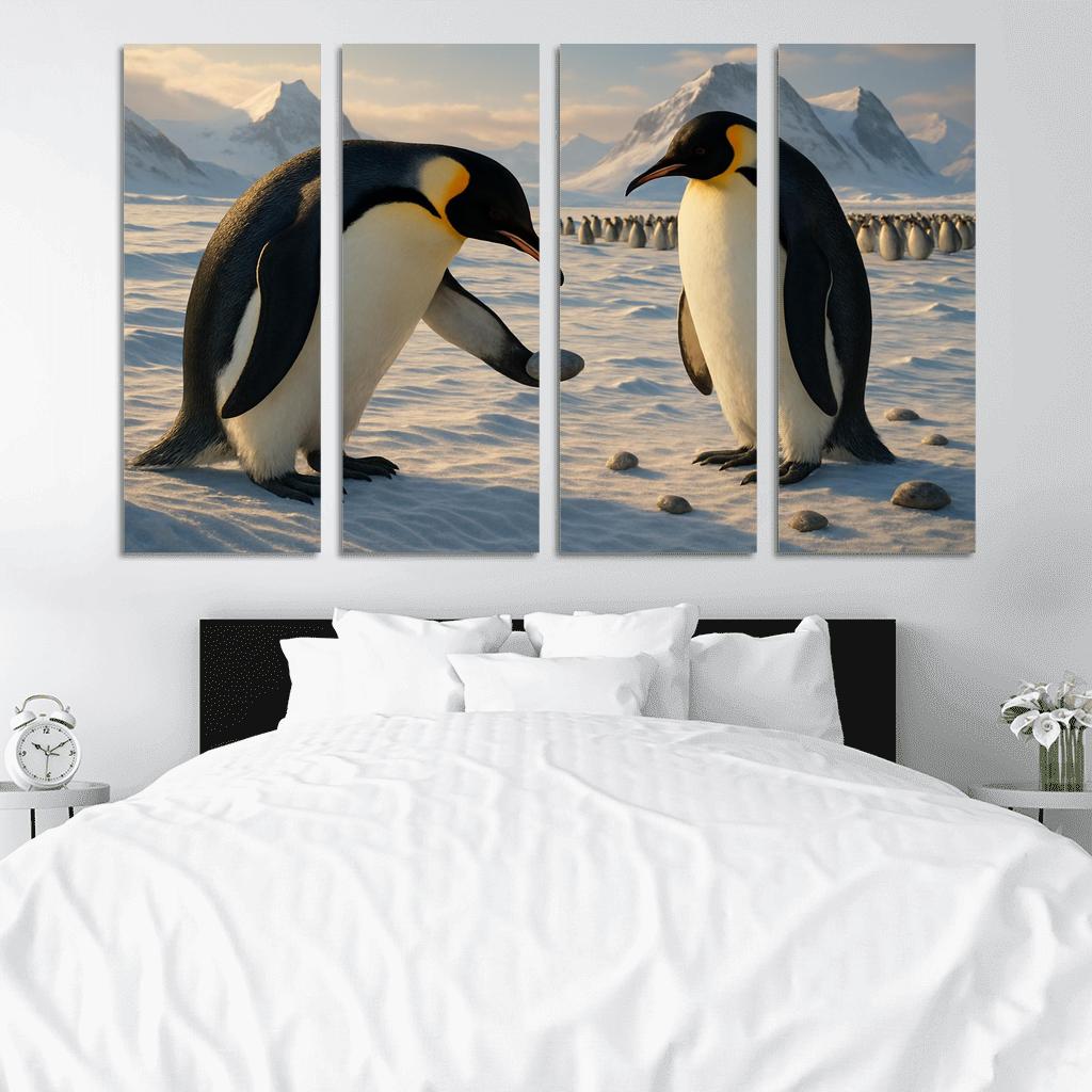 Emperor Penguin Courtship On Antarctic Ice custom paintings frame