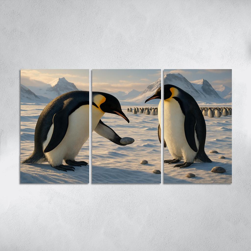 Emperor Penguin Courtship On Antarctic Ice custom paintings frame
