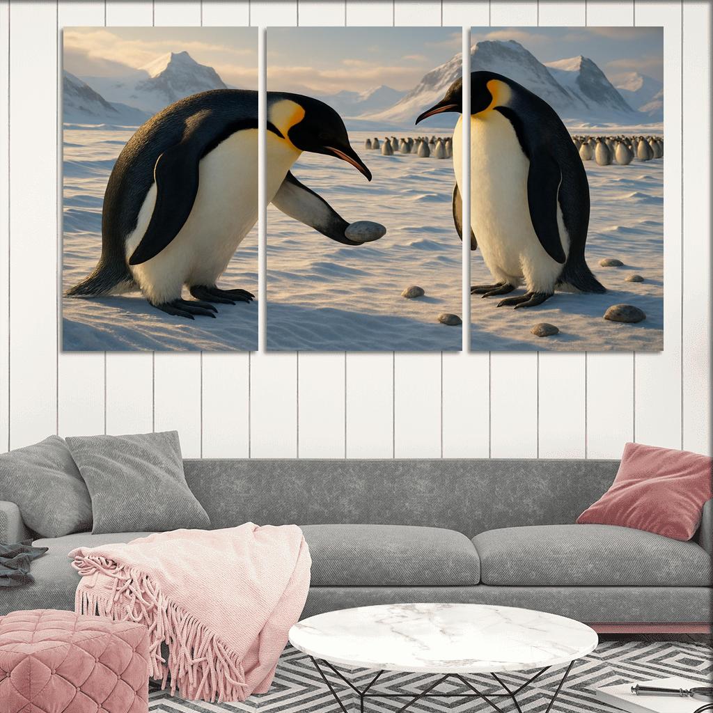 Emperor Penguin Courtship On Antarctic Ice custom paintings frame