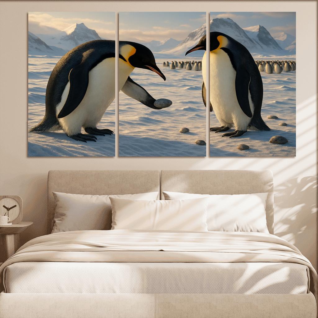 Emperor Penguin Courtship On Antarctic Ice custom paintings frame
