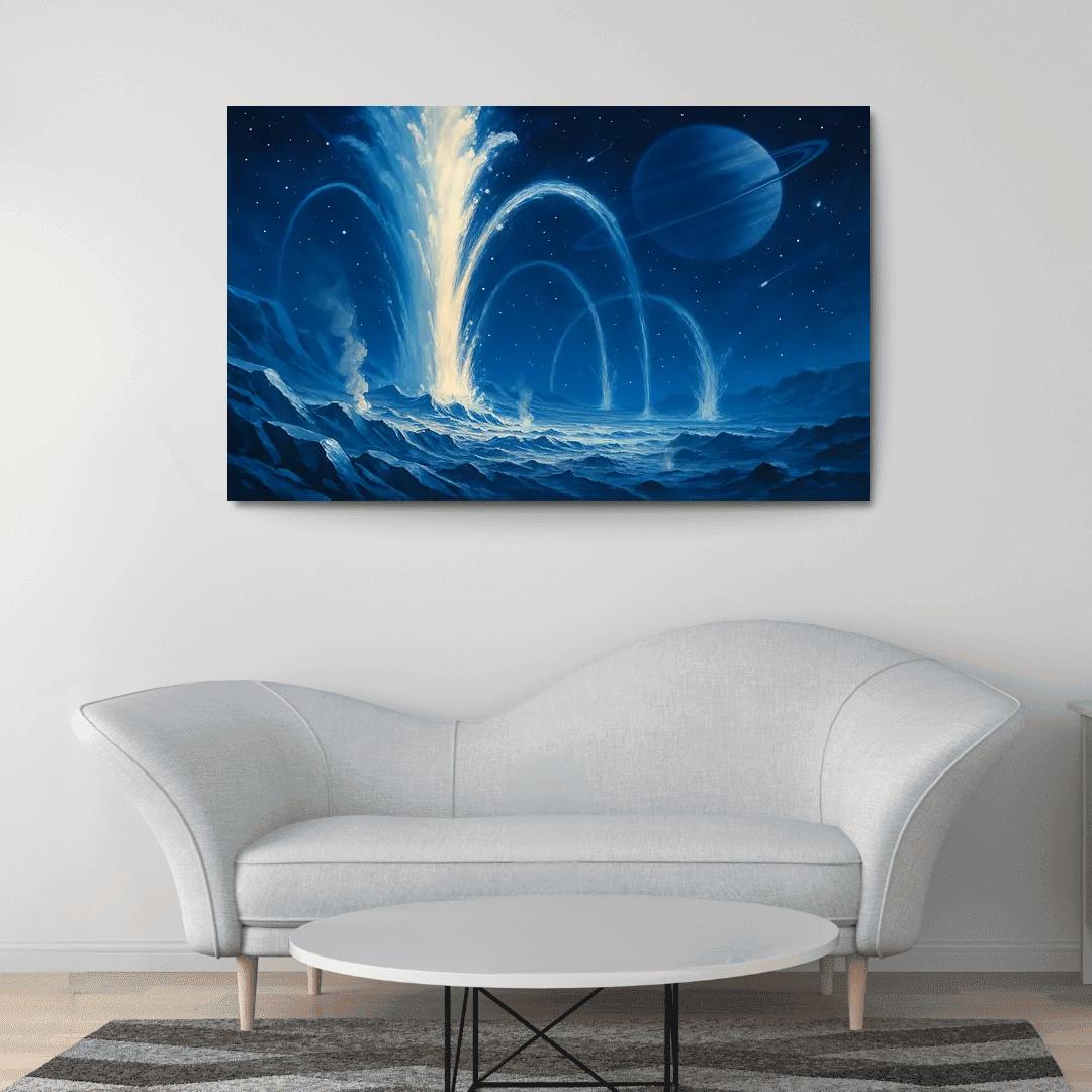 Cryovolcanic Geysers On An Icy Exomoon abstract paintings frame