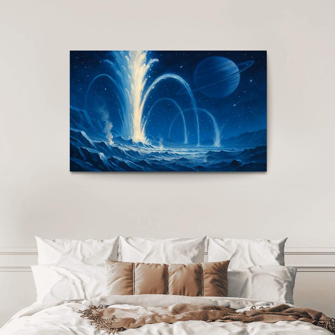 Cryovolcanic Geysers On An Icy Exomoon abstract paintings frame